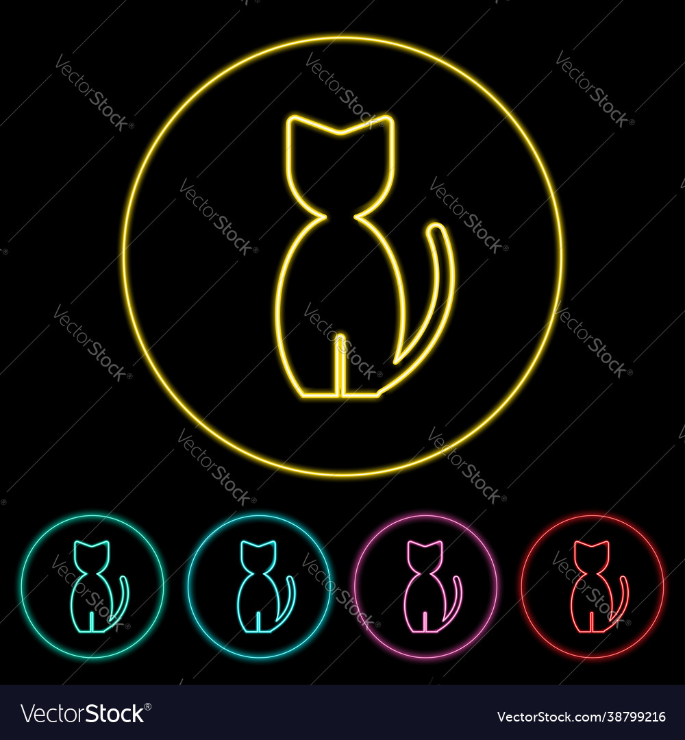 Cat flat icon neon style