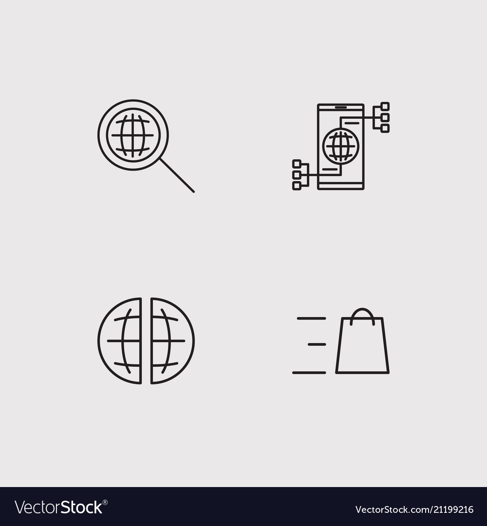 Data analytics simple linear icons set outlined