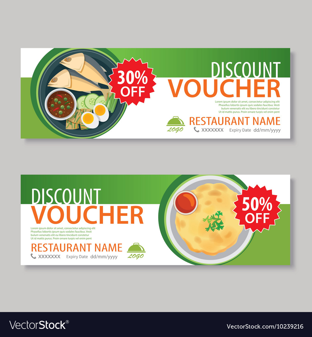 discount voucher template with thai food vector image meal voucher template