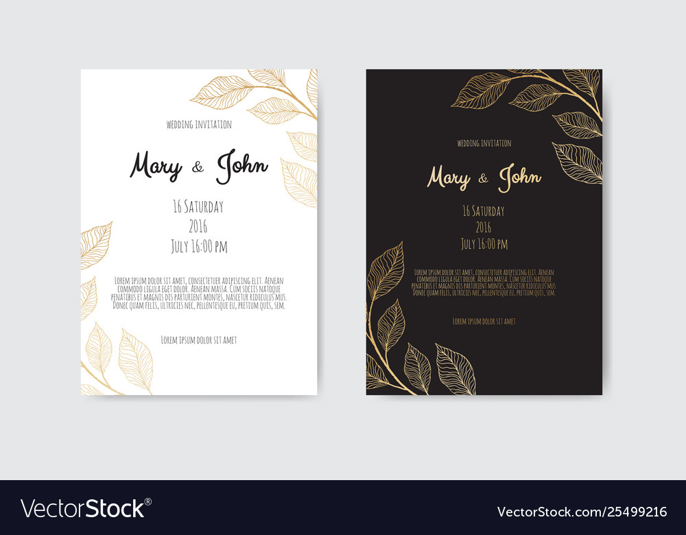 Golden invitation with floral elements vector image Golden invitation with floral elements