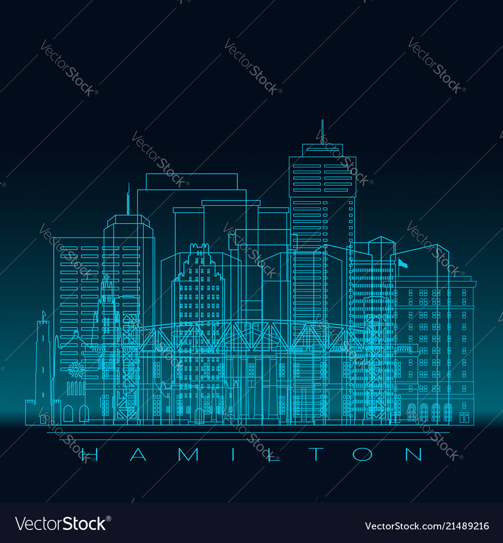 Hamilton Skyline Silhouette - Blau