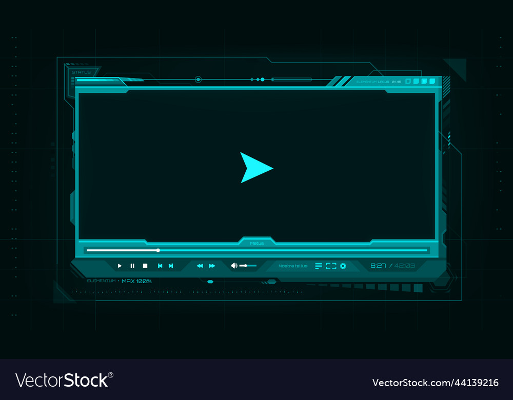 Hud video player futuristic screen interface vector image Hud video player futuristic screen interface