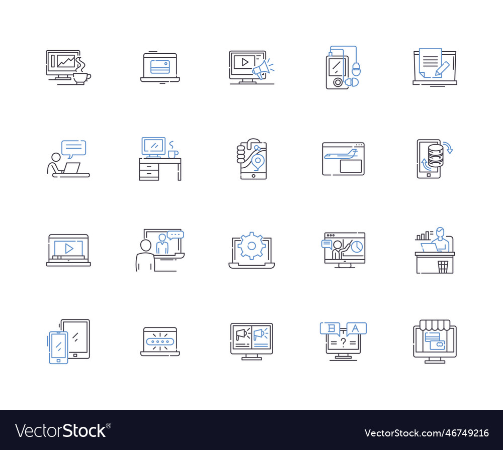 Internet outline icons collection net web