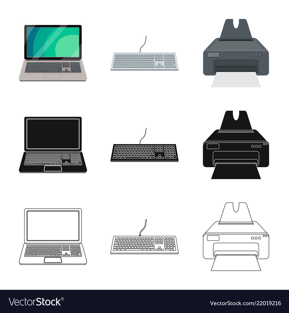Isolated object of laptop and device symbol set vector image Isolated object of laptop and device symbol set