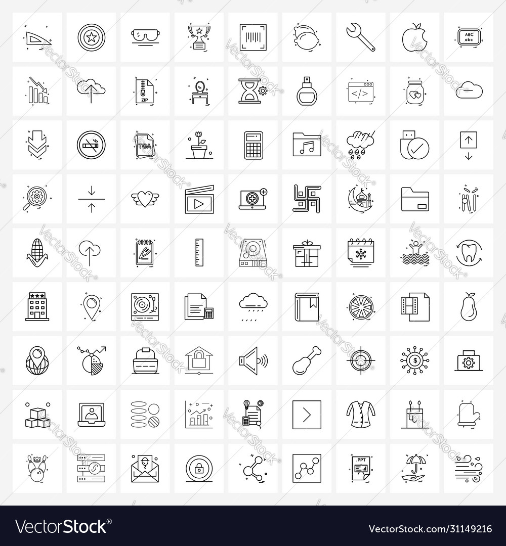 Set 81 line icon signs and symbols code