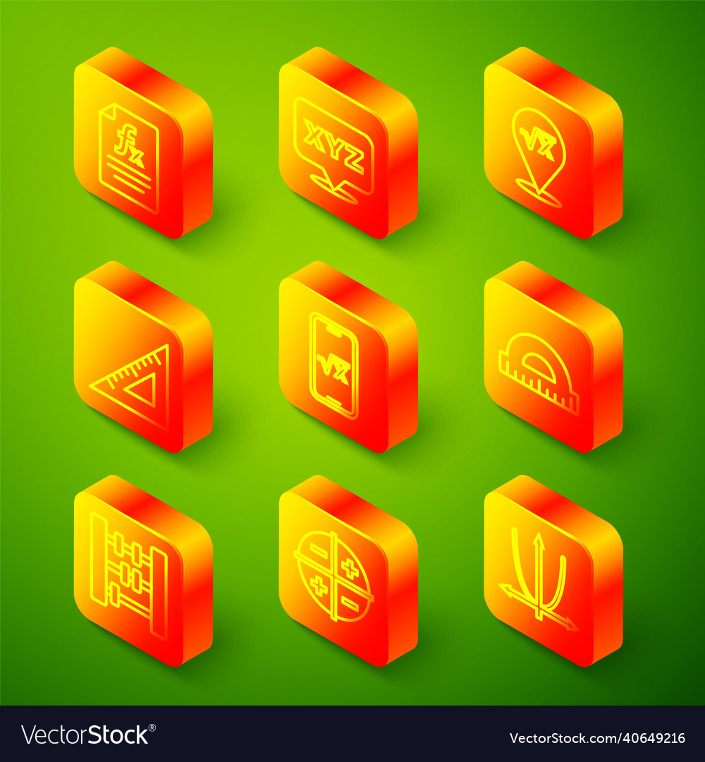 Set line function mathematical symbol xyz vector image Set line function mathematical symbol xyz