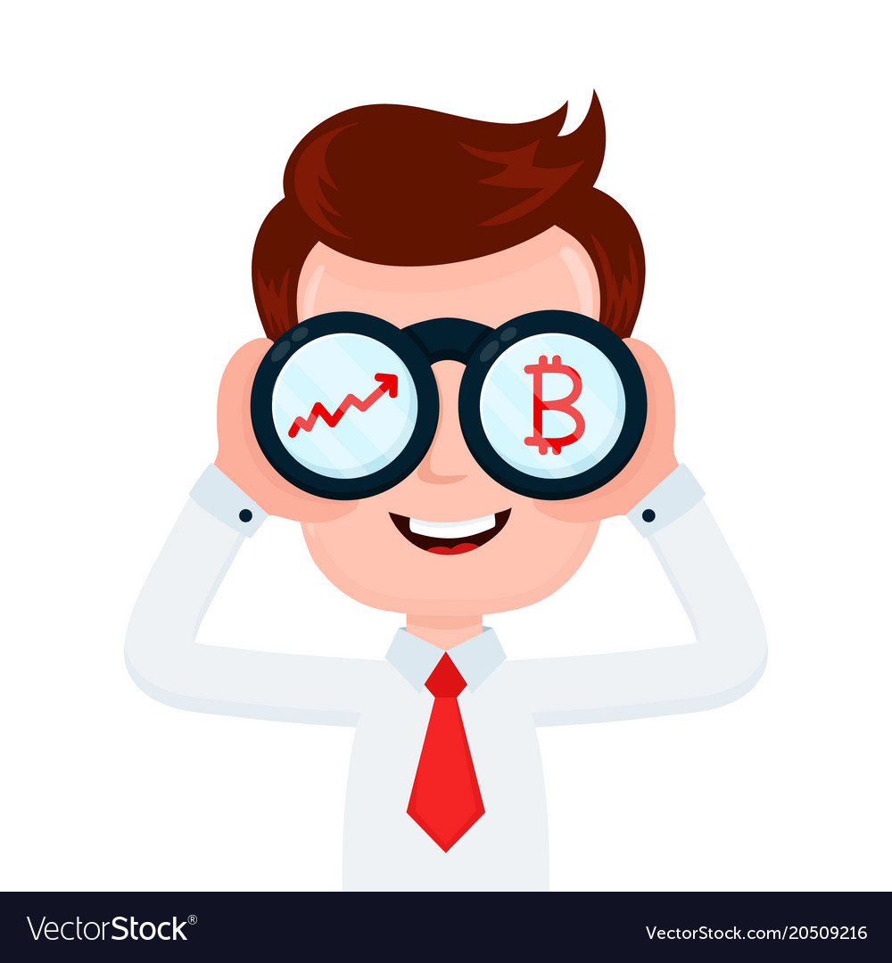 Smiling Businessman with Bitcoin Chart