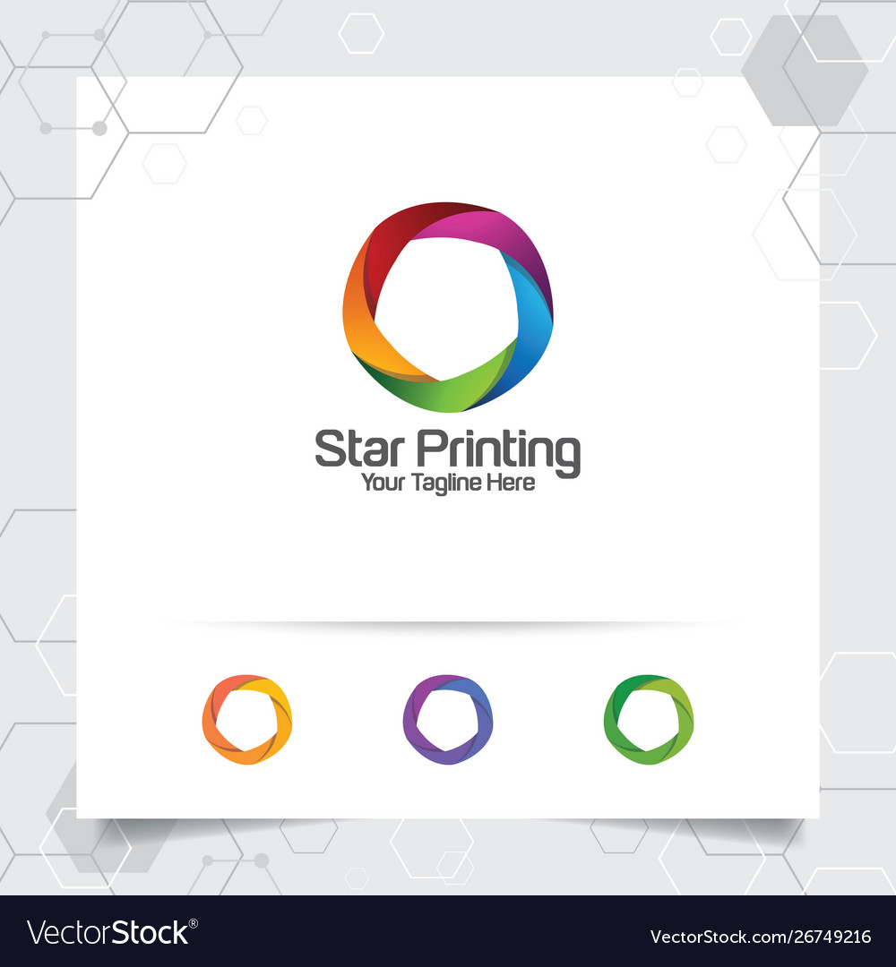 Star logo design concept connected loop symbol vector image Star logo design concept connected loop symbol