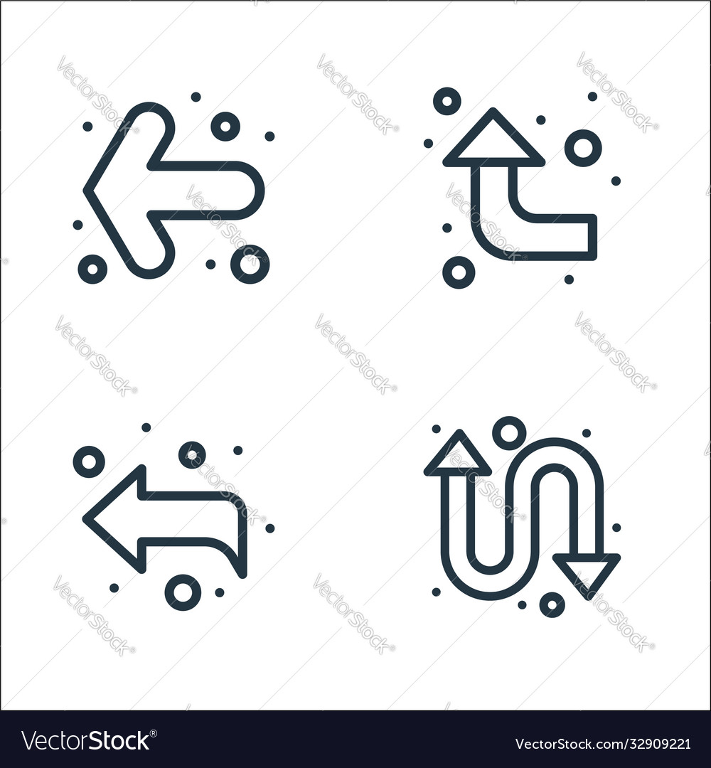Arrows line icons linear set quality