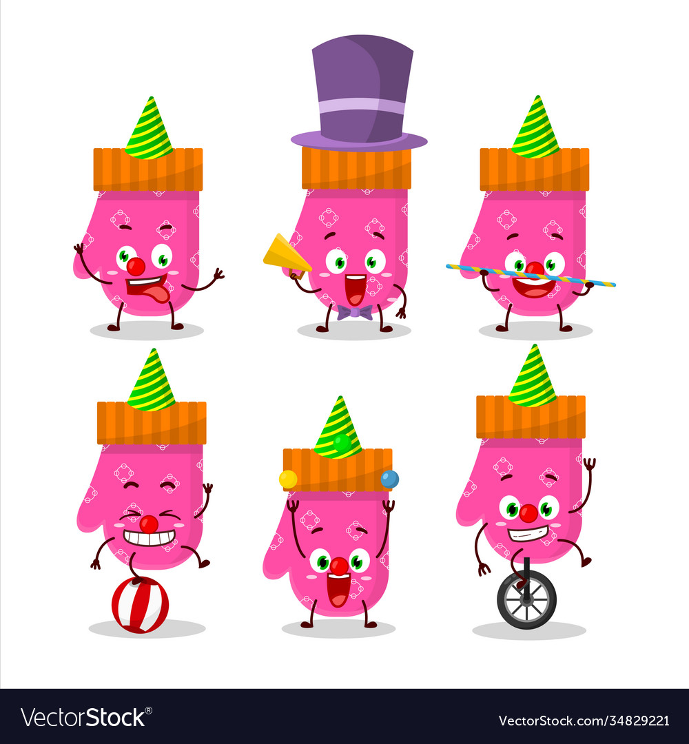 Cartoon character pink gloves with various