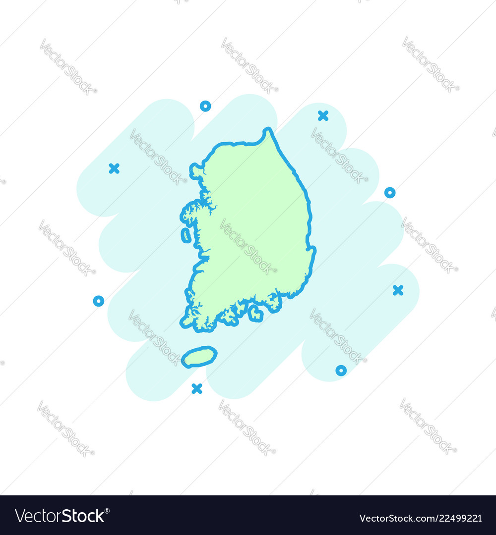 Cartoon south korea map icon in comic style south Vector Image