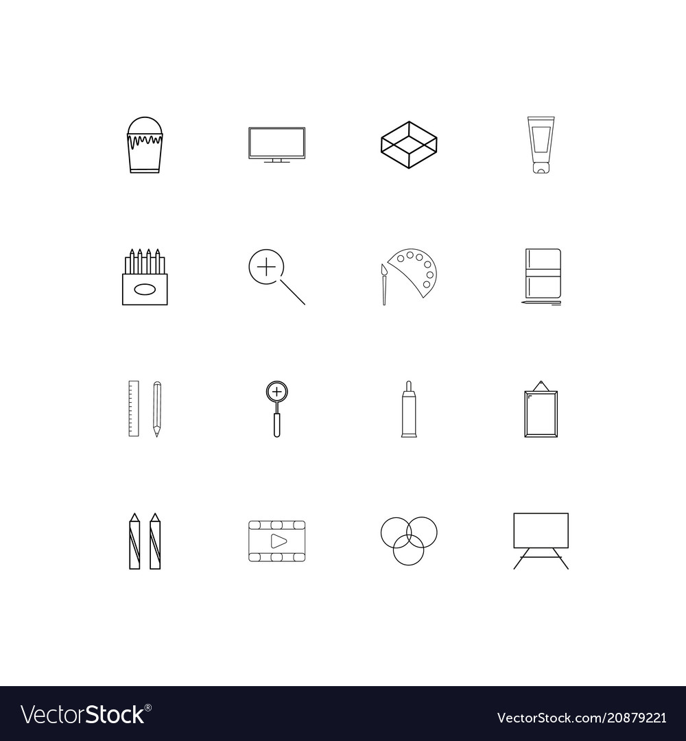 Creative process and design linear thin icons set