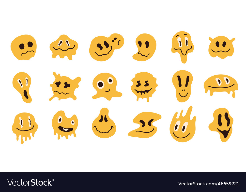 Distorted emoticons psychedelic abstract emoji Vector Image