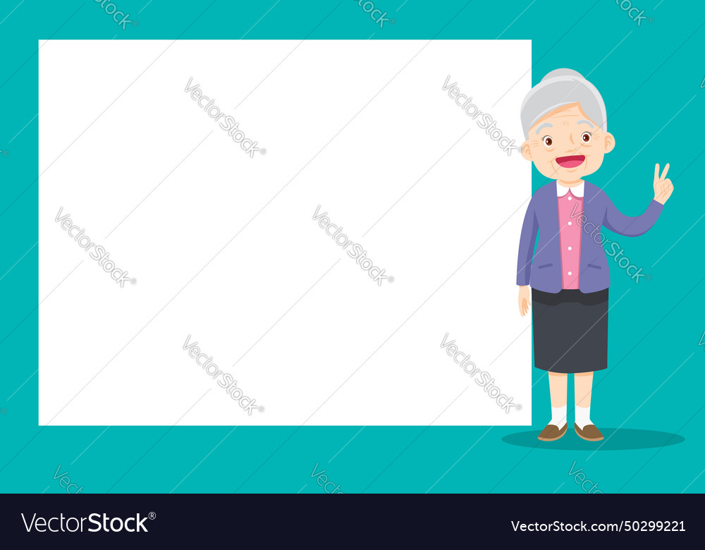 Elderly old people and blank banner present