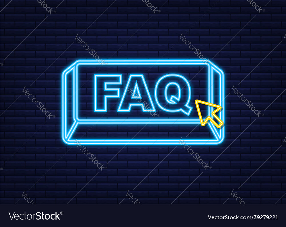 Faq with cursor button internet neon icon