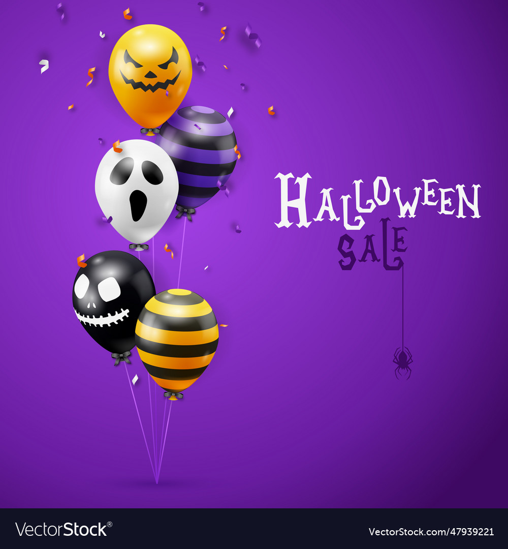 Halloween sale background with ghost balloons