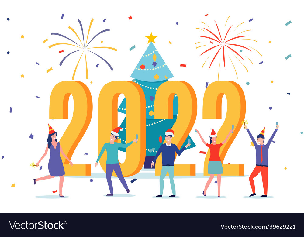 Happy new year 2022 greeting card vector image Happy new year 2022 greeting card