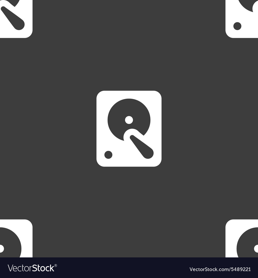 Hard disk icon sign seamless pattern on a gray