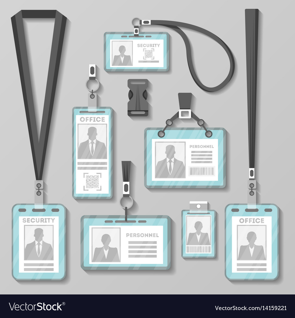 Identification card or badge with lanyard set Vector Image