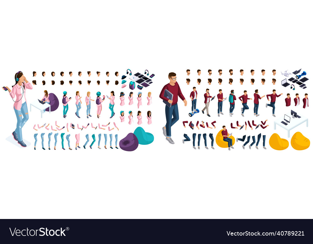 Large isometric set of gestures hands and feet