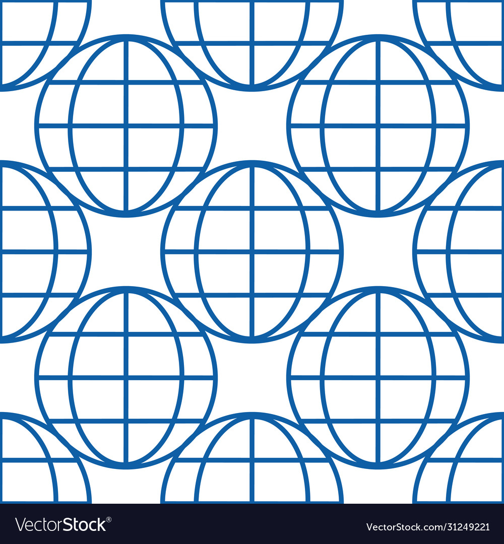 Linear globe icon isolated seamless pattern