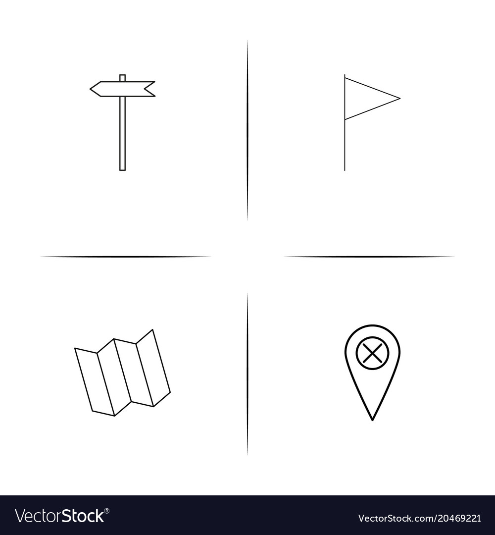 Maps and navigation simple linear icons set