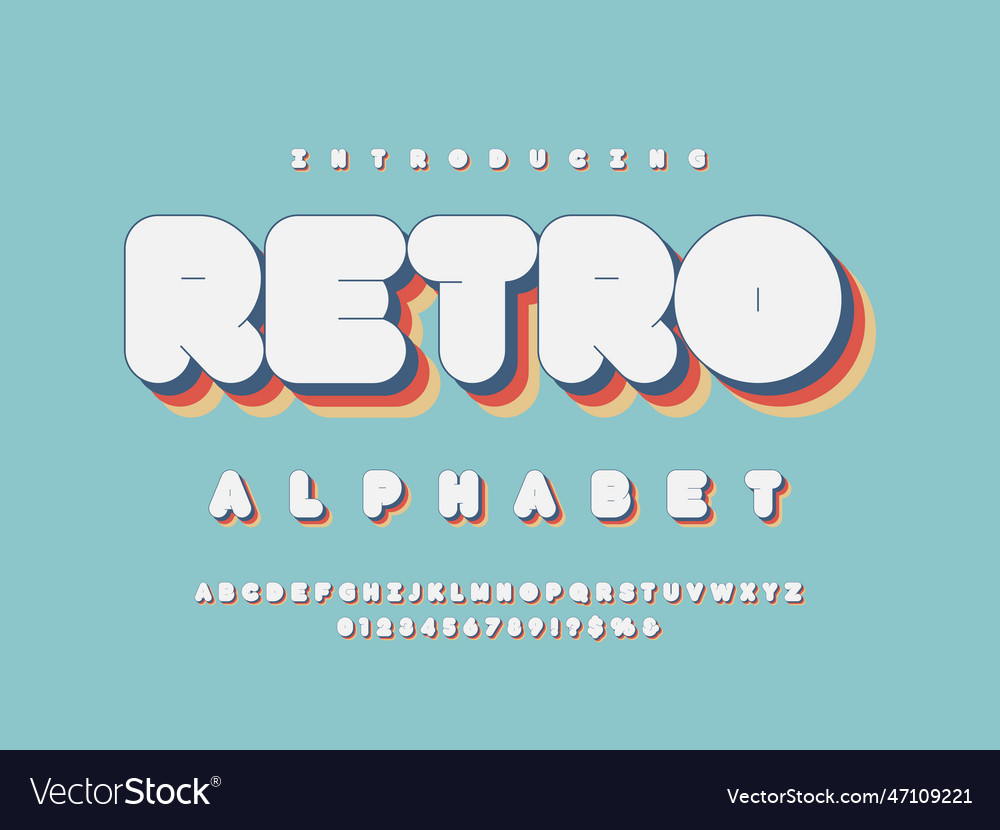 Retro font Royalty Free Vector Image - VectorStock