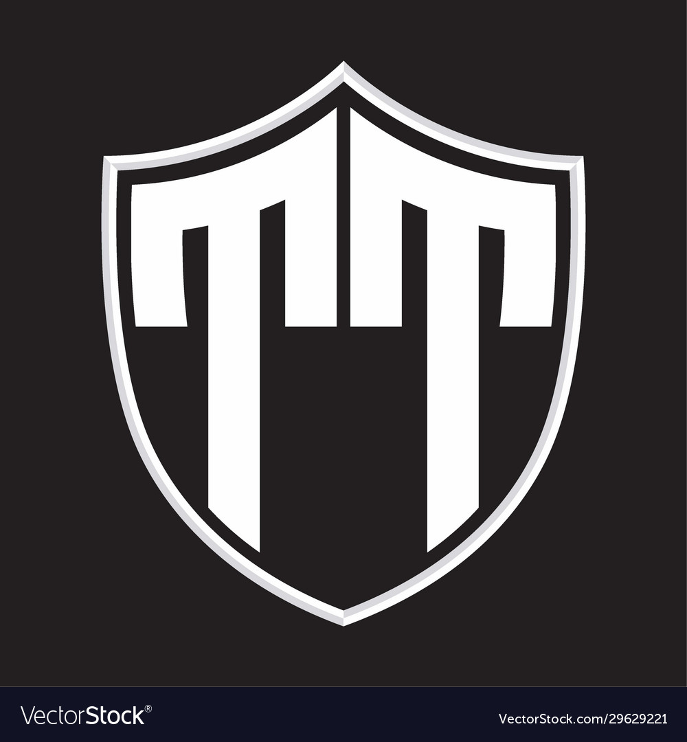 Tt logo monogram with shield shape isolated vector image Tt logo monogram with shield shape isolated
