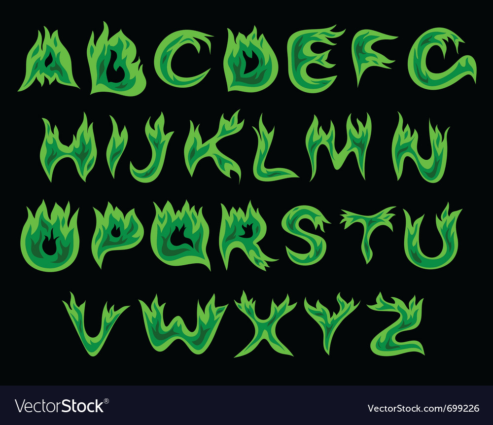 Acid flame alphabet