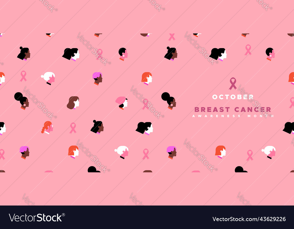 Breast cancer awareness month diverse young woman Vector Image