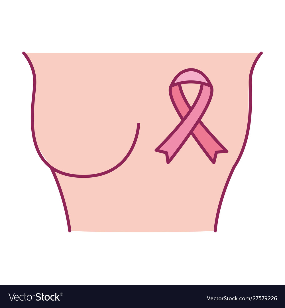 Breast cancer woman body with ribbon