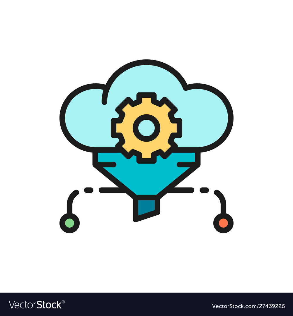 Cloud filter big data service database flat vector image Cloud filter big data service database flat
