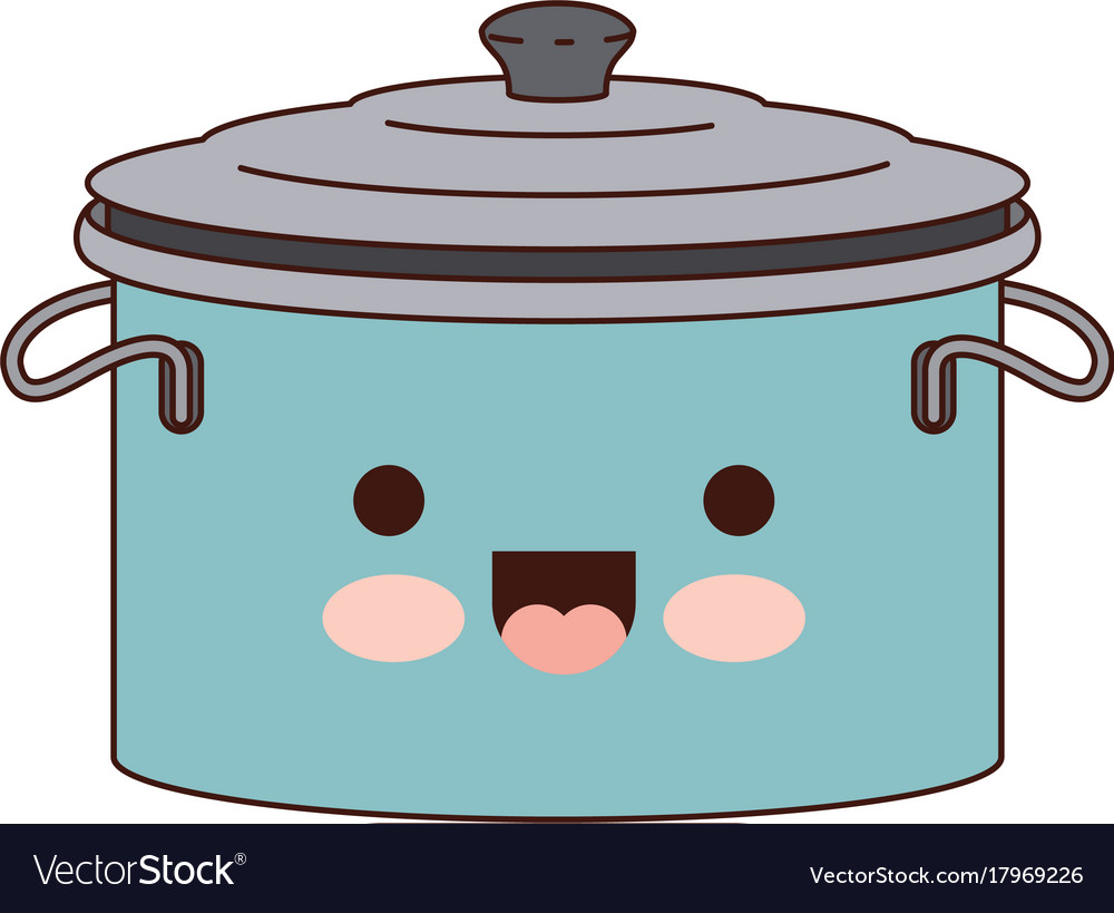 Cooking pot with lid colorful kawaii silhouette Vector Image