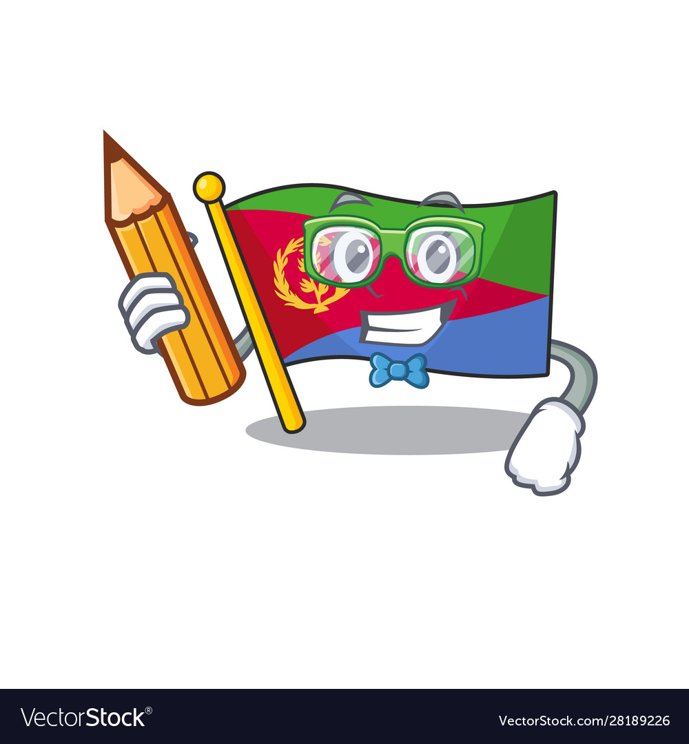 Cool smart student flag eritrea character holding
