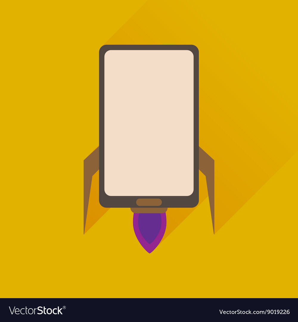 Flat web icon with long shadow mobile rocket