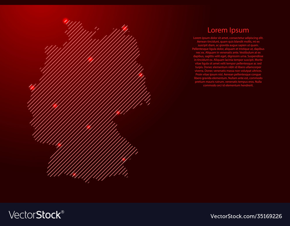 Germany map from red pattern slanted parallel vector image Germany map from red pattern slanted parallel