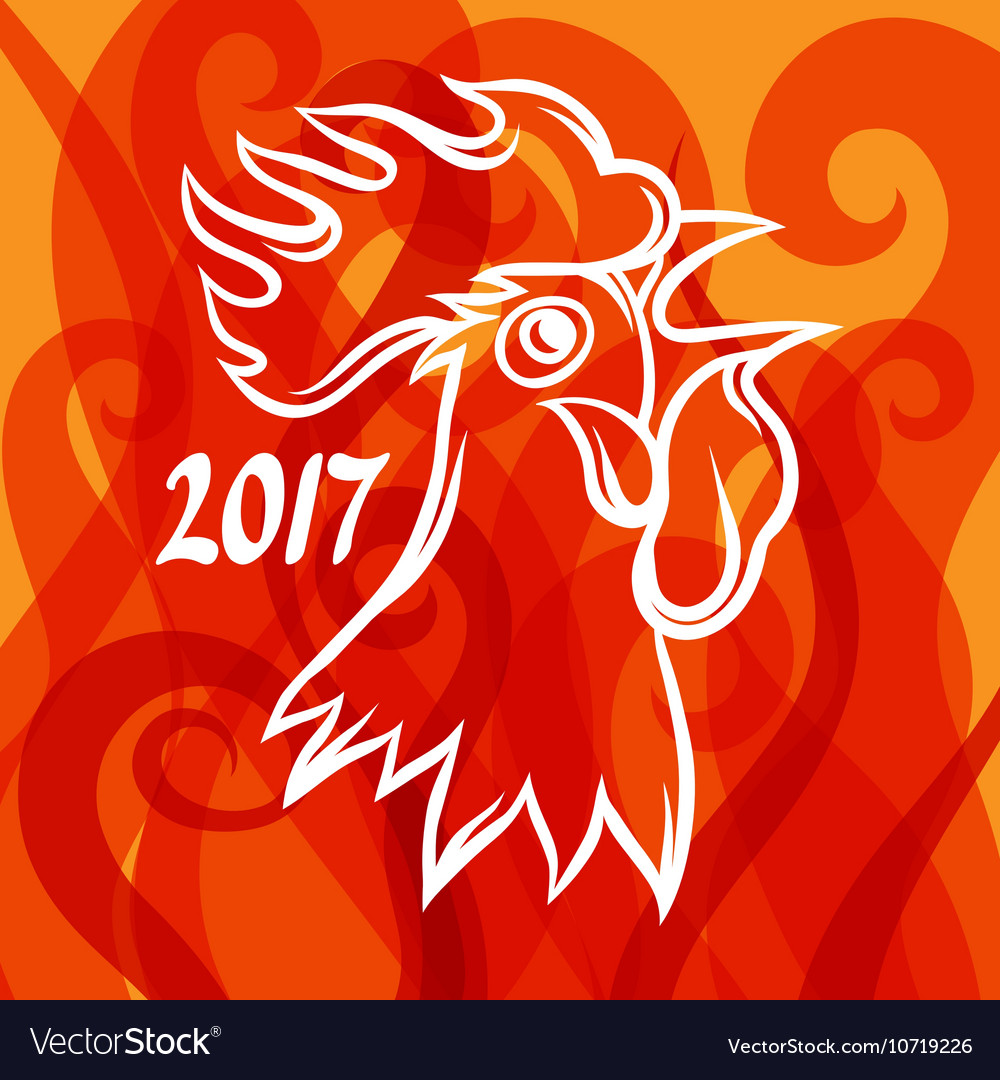 Greeting card with rooster symbol of 2017