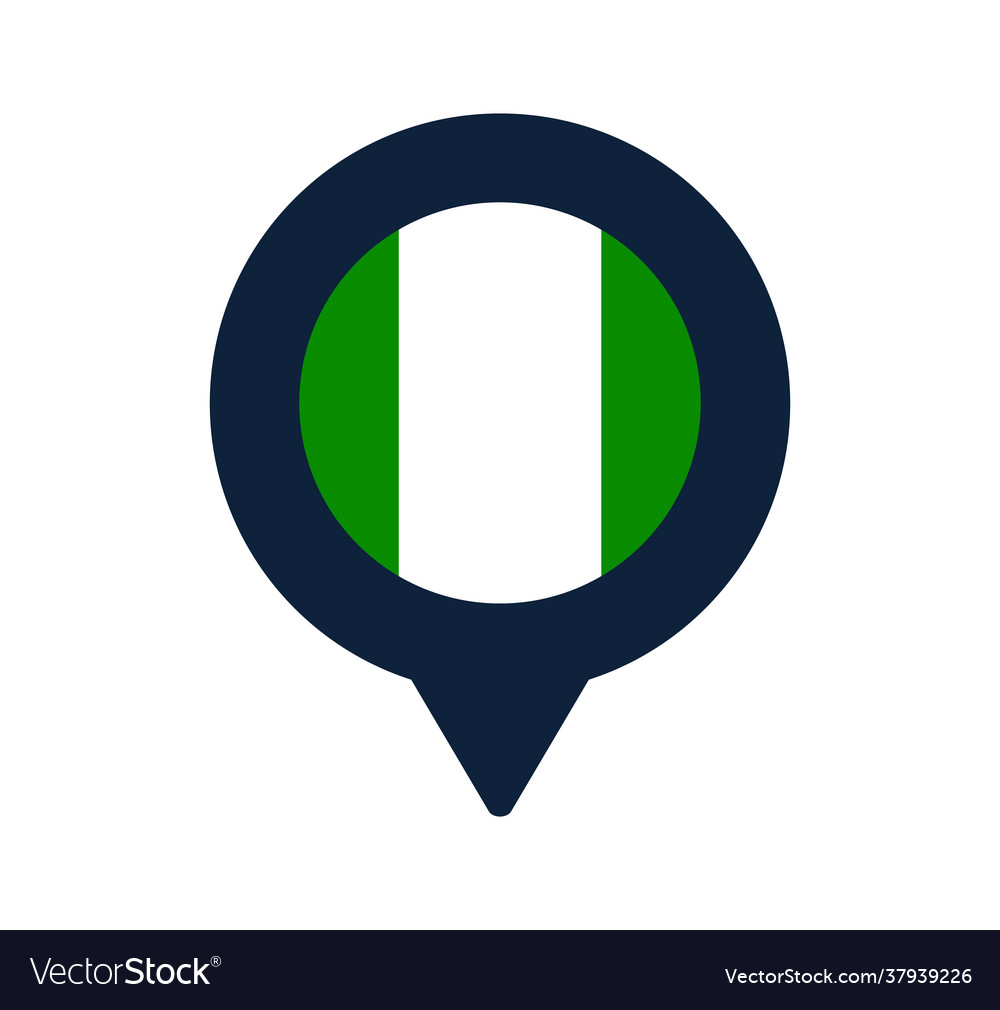 Nigeria flag and map pointer icon national vector image Nigeria flag and map pointer icon national