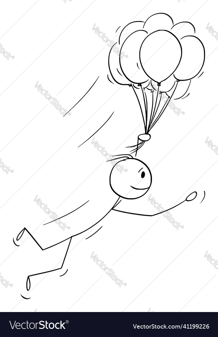 Person or businessman flying with balloons Vector Image