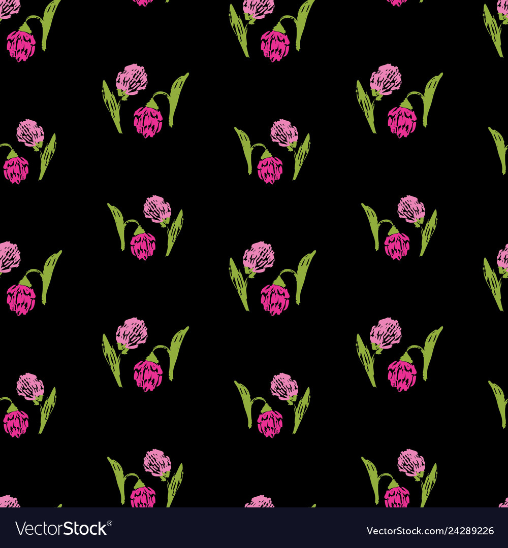Seamless pattern of clover sketches