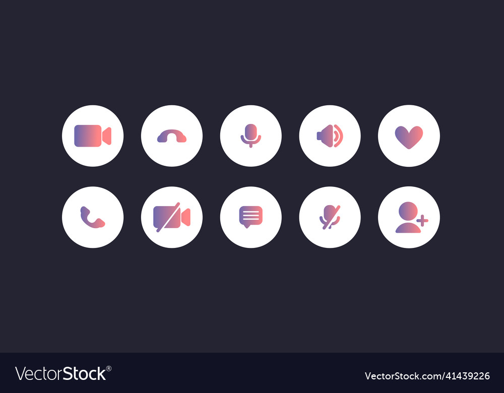 Set of the video chat user interface icons