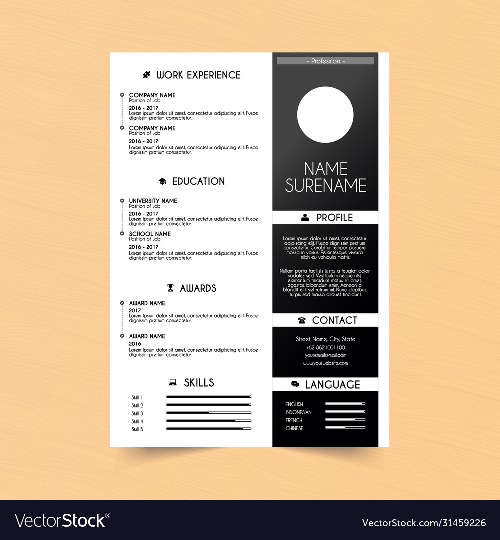 Simple Curriculum Vitae Design Royalty Free Vector Image