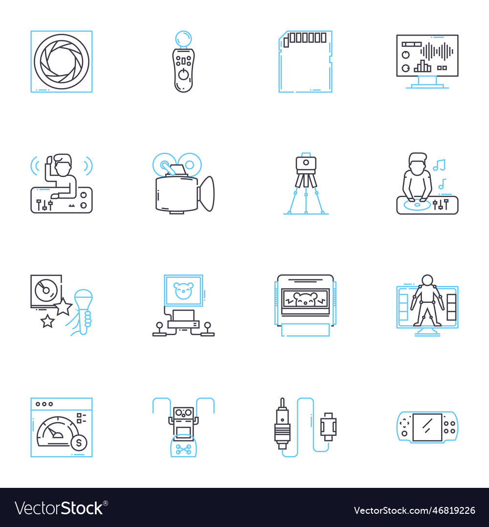 Sound production linear icons set acoustics Vector Image Sound production linear icons set acoustics