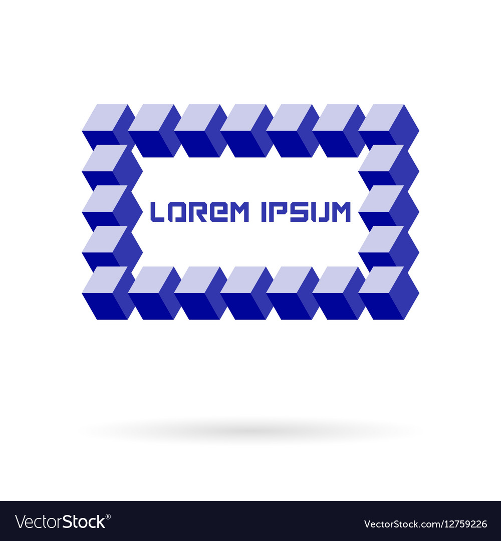 Square frame of isometric cubes over white