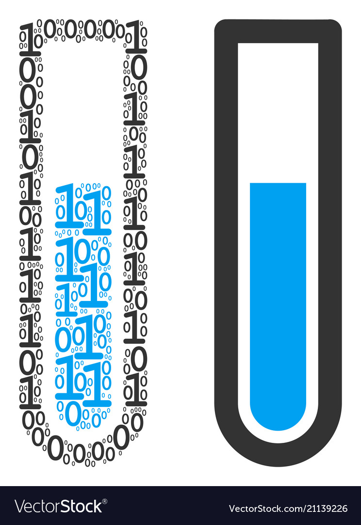 Test tube mosaic of binary digits