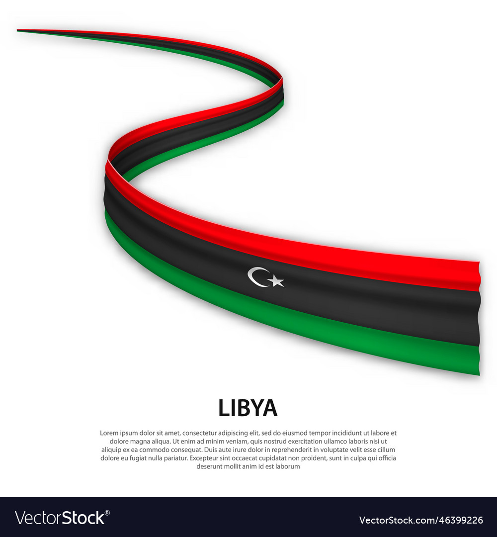 Waving Band oder Banner mit Flagge von libya