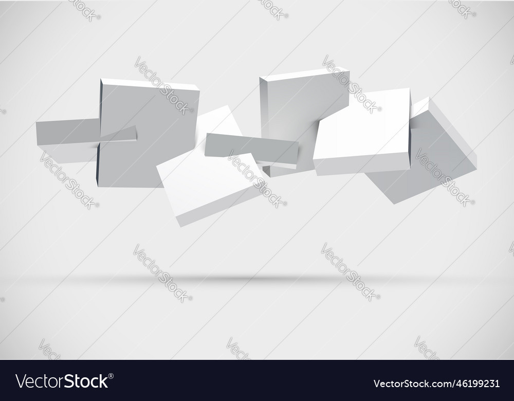 Abstract 3d background with white cubes in motion
