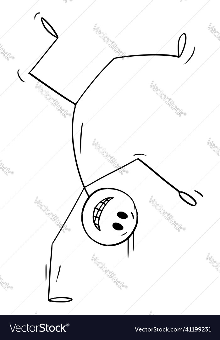 Acrobat or break dancer standing on hand cartoon Vector Image