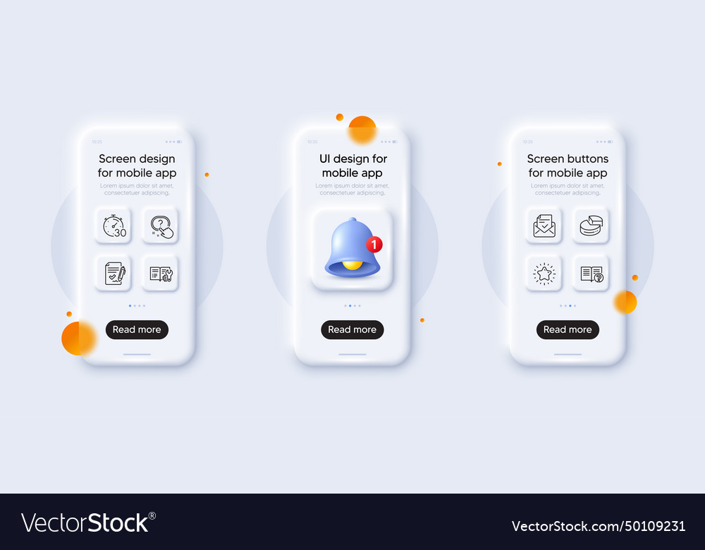 Approved mail question button and star line icons vector image Approved mail question button and star line icons