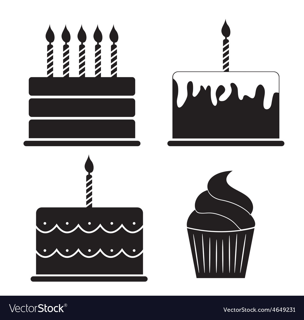 Birthday cake silhouette set Royalty Free Vector Image